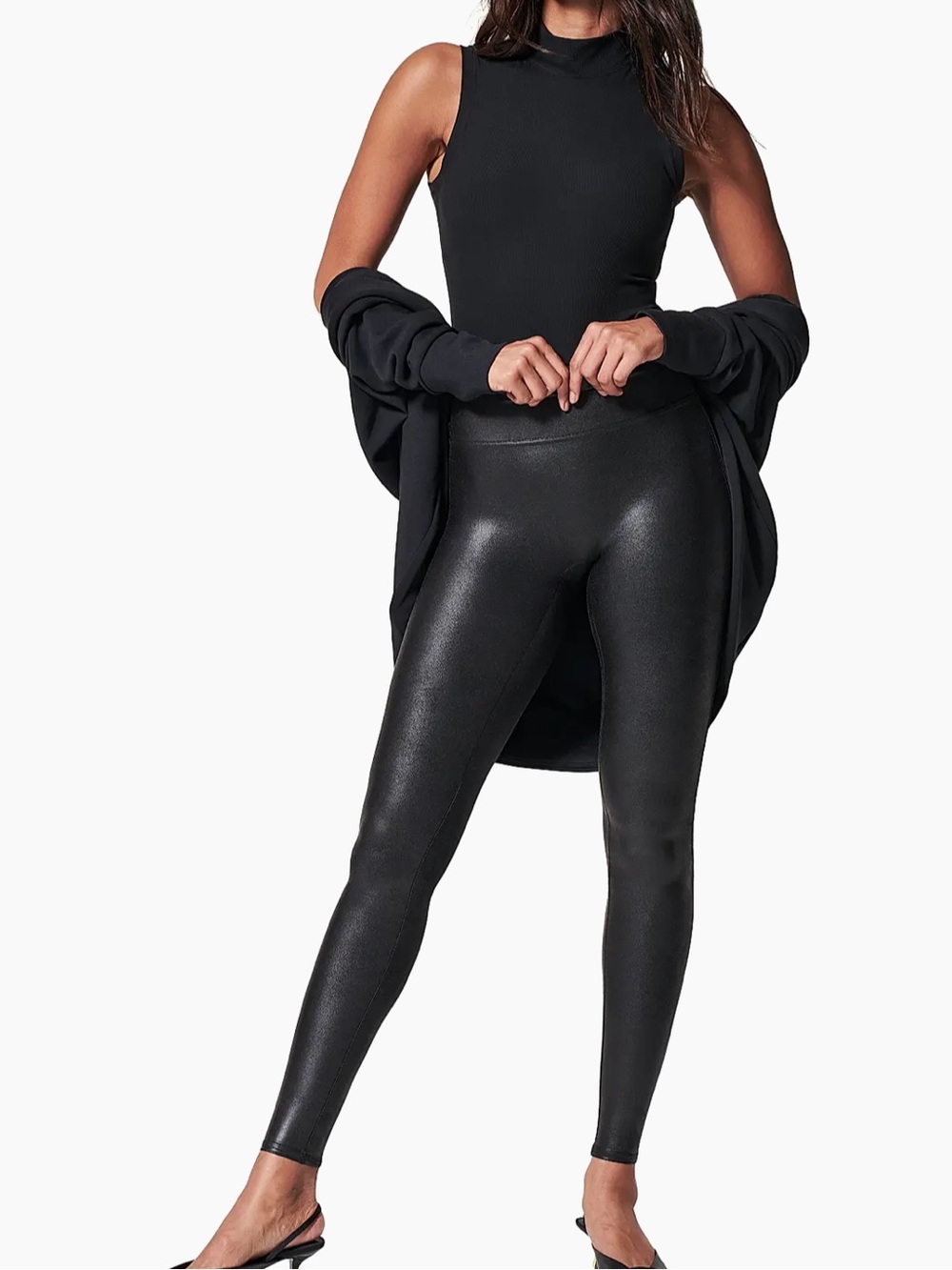 SPANX High Rise Black Faux Leather Leggings